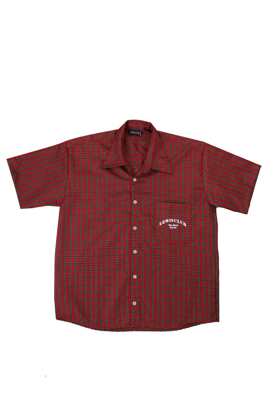 PLAID BUTTON-DOWN POLO (BURGUNDY RED)
